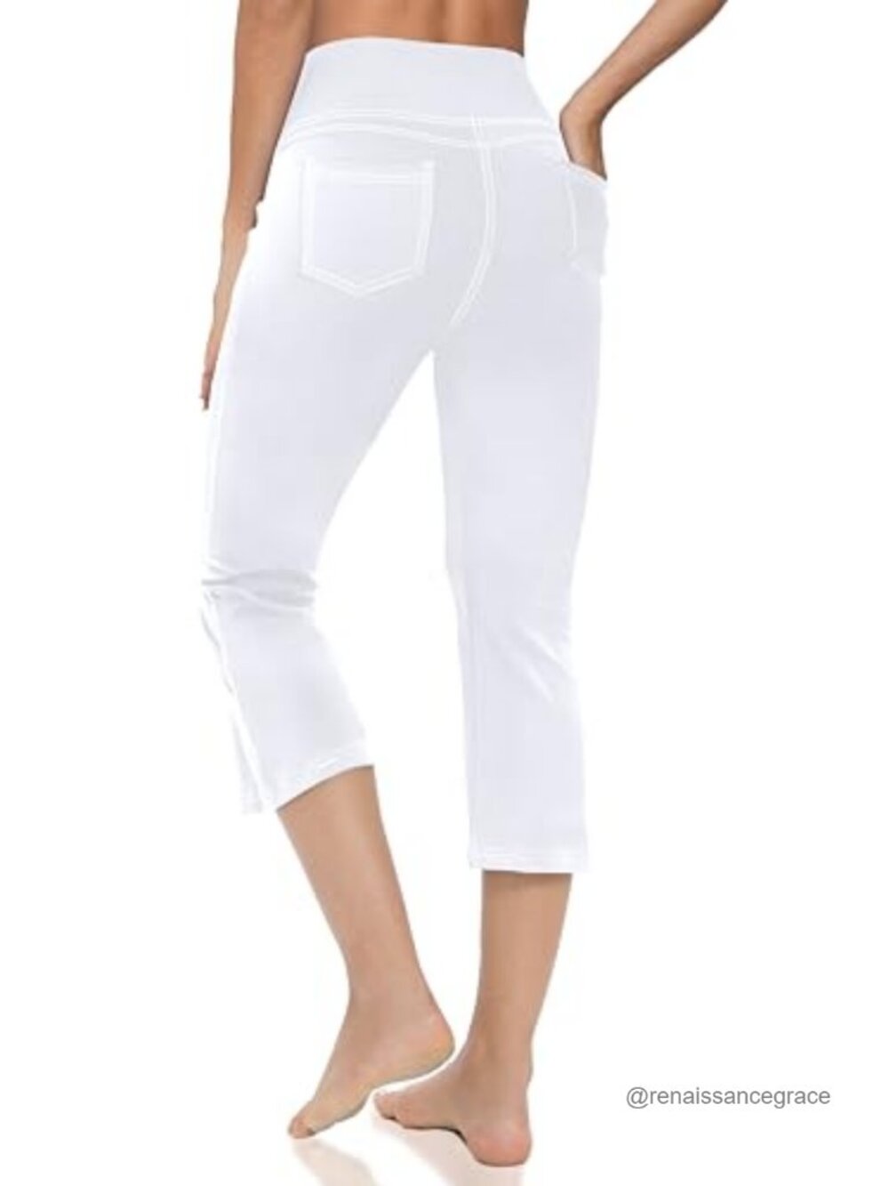 High Waist Capri Yoga Pants with Pockets Stretch Lightweight